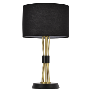 Brightstar TL692 Black Metal Table Lamp with Fabric Shade (520mm Height)