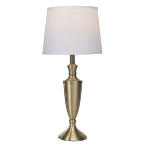 Brightstar TL693 Antique Brass Table Lamp with White Shade