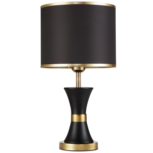 Brightstar TL698 Black/Gold Metal Table Lamp with Black Shade and Gold Base, 490mm Height