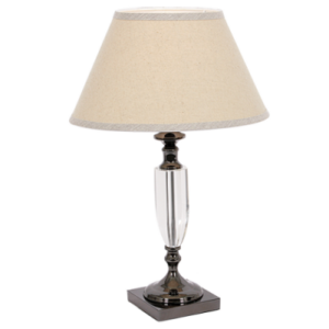 Brightstar TL802 Chrome Gun Metal and Crystal Table Lamp with Hessian Shade