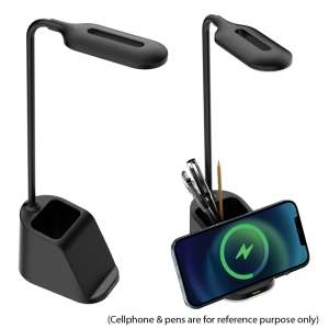 Brightstar TL824 Black LED Table Lamp with Wireless Charging and Flexi Arm