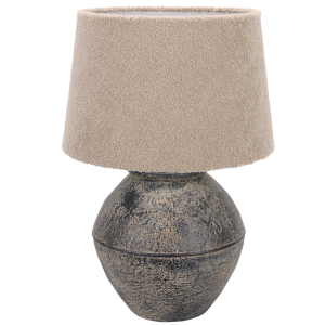 Brightstar TL828 Burnt Amber Ceramic Table Lamp with Beige Fabric Shade