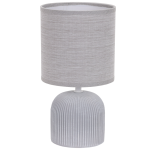 Brightstar TL831 Grey Ribbed Ceramic Table Lamp with Fabric Shade