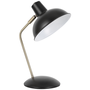 Brightstar TL843 Black Metal Table Lamp with Moveable Head and Antique Brass Accents