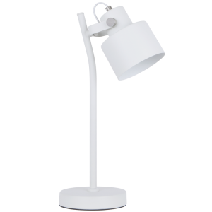 Brightstar TL852 White Metal Table Lamp with Moveable Head, Sand White and Satin Chrome Finish