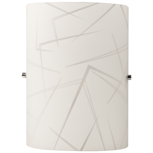 Brightstar WB080/1 White Patterned Glass Wall Bracket with Polished Chrome Clips