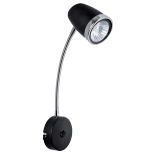 Brightstar Black & Polished Chrome Wall Fitting with Adjustable Gooseneck Arm for Reading & Work Lighting