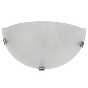 Brightstar WB2008 Silver Metal Wall Bracket with Alabaster Glass and Silver Clips