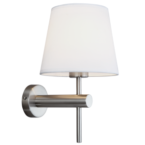 Brightstar WB276 Satin Chrome Wall Bracket with White Fabric Shade