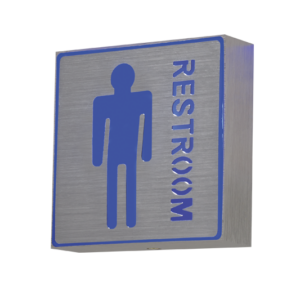 Brightstar WB305 BLUE Brushed Silver Male Restroom Sign with 1W LED
