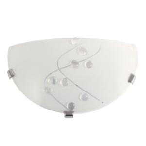 Brightstar Chrome Wall Bracket with Patterned Frosted Glass and Chrome Clips