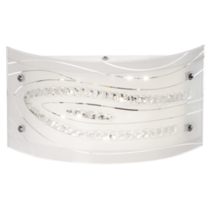 Brightstar Elegant LED Wall Bracket with White Patterned Glass and Crystals