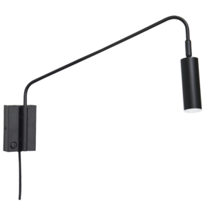 Brightstar WB373 Matt Black Metal LED Wall Bracket with Moveable Arm and Swivel Head