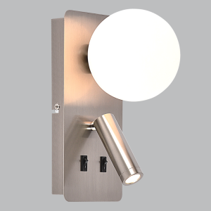 Brightstar WB401/2 Satin Metal Wall Bracket with Opal Plastic Cover and Dual LED/G9 Light