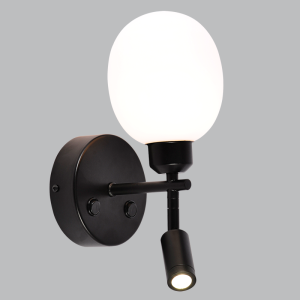 Brightstar WB403/2 Black Metal Wall Bracket with Opal Plastic Cover and Dual Lighting (LED Included)