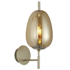 Brightstar Elegant Gold and Amber Glass Metal Wall Bracket (WB409/1)